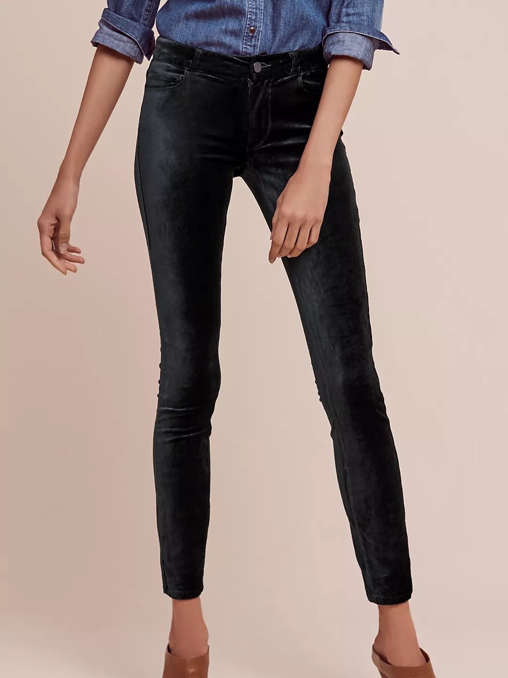 PAIGE Verdugo Ultra Skinny Black Velvet Skinny Pants size 30 or 10